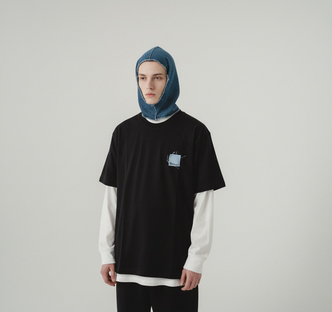black handmade streetwear t-shirt minimal design setup
